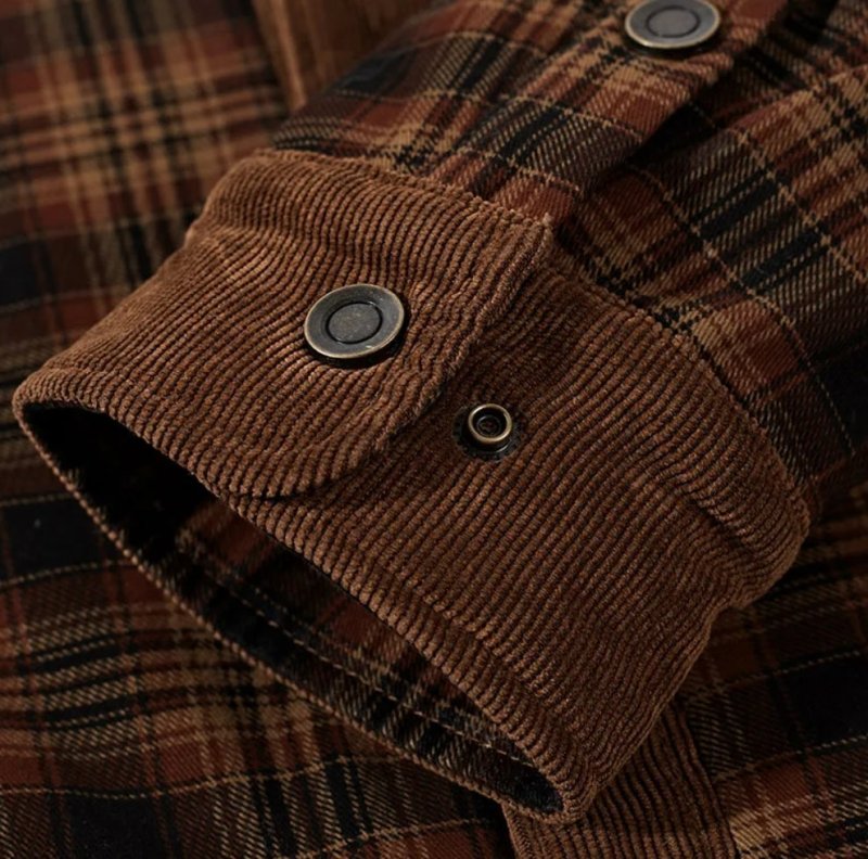 Men's Flannel Jacket – Lined Plaid Snap Front Shacket – alternate view