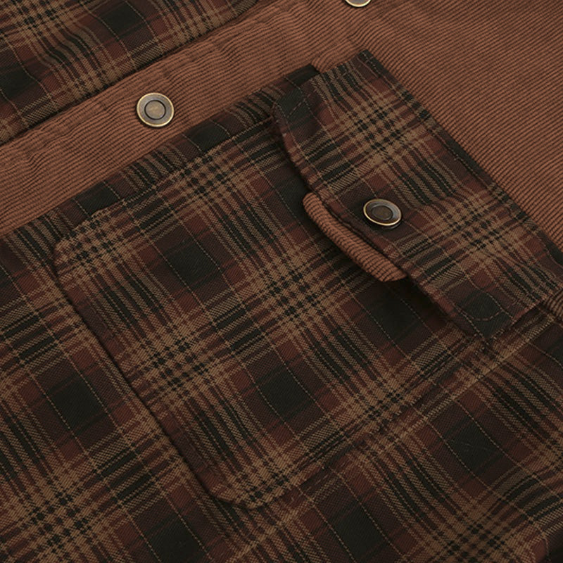 Men's Flannel Jacket – Lined Plaid Snap Front Shacket – alternate view