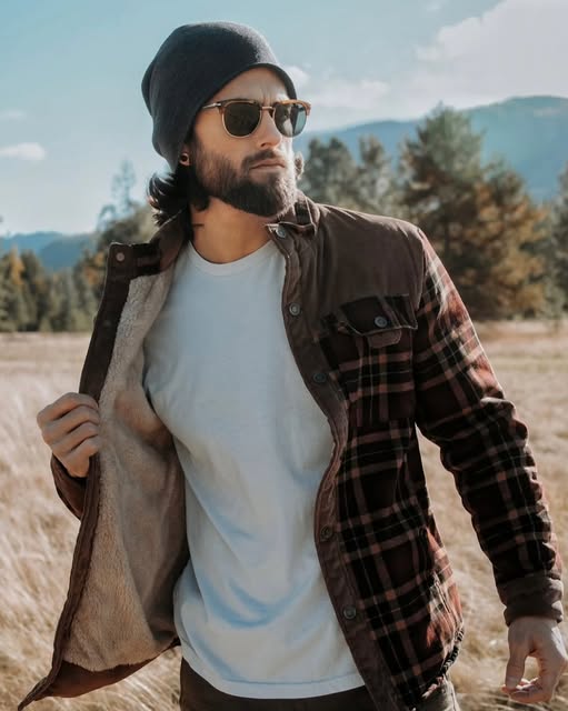 Men's Flannel Jacket – Lined Plaid Snap Front Shacket – alternate view