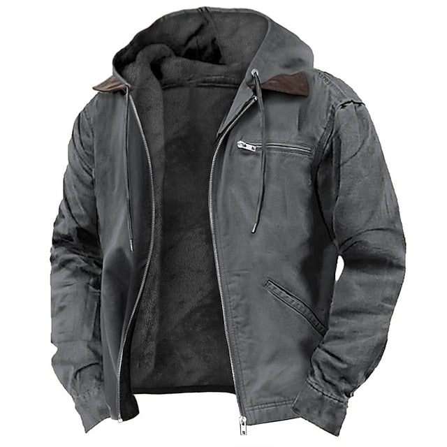 Men's Jacket – Zipper Front with Pockets in Gray