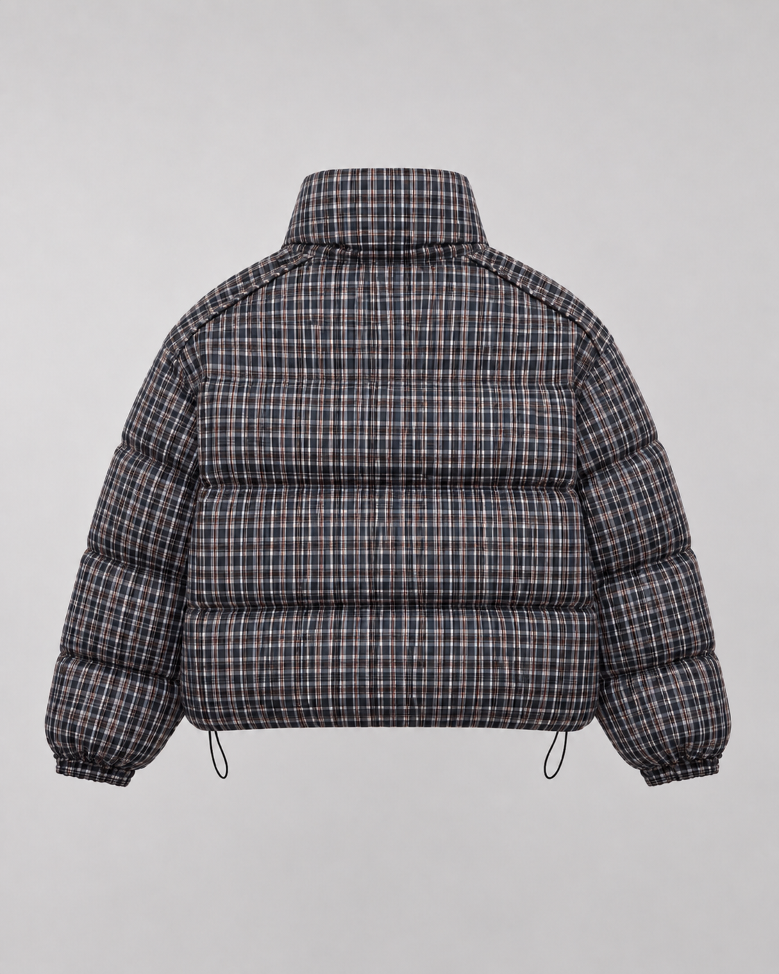 Women's Puffer Jacket – Plaid Quilted Coat with Funnel Neck – alternate view