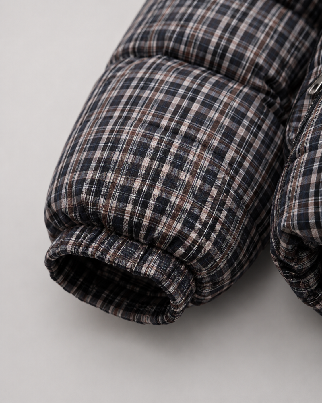 Women's Puffer Jacket – Plaid Quilted Coat with Funnel Neck – alternate view