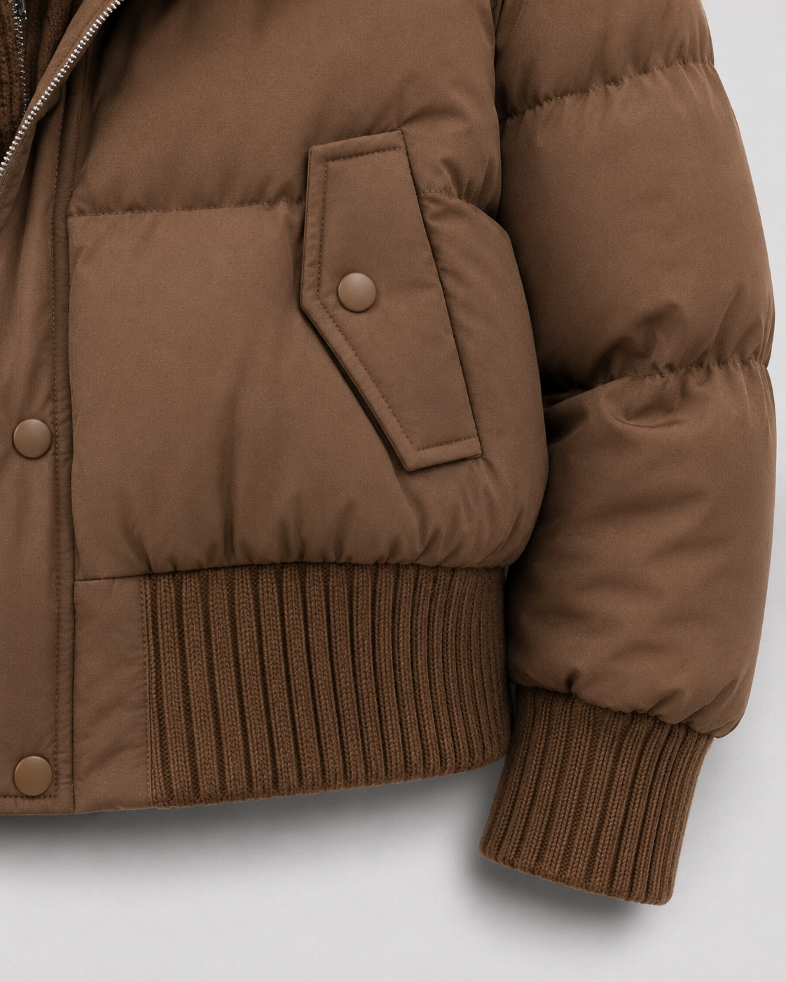 Women's Puffer Jacket – Cropped Down Blend Knit Collar Quilted Coat – alternate view