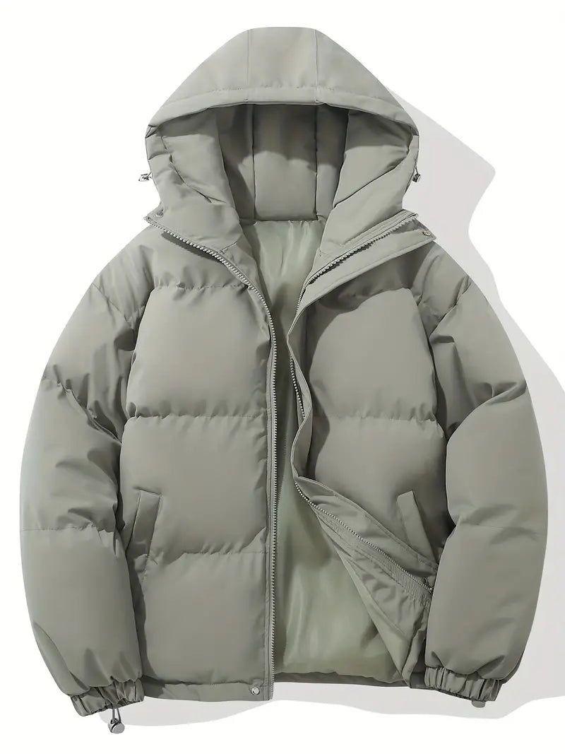 Women's Puffer Jacket with Hood – Short Quilted Winter Coat in Green