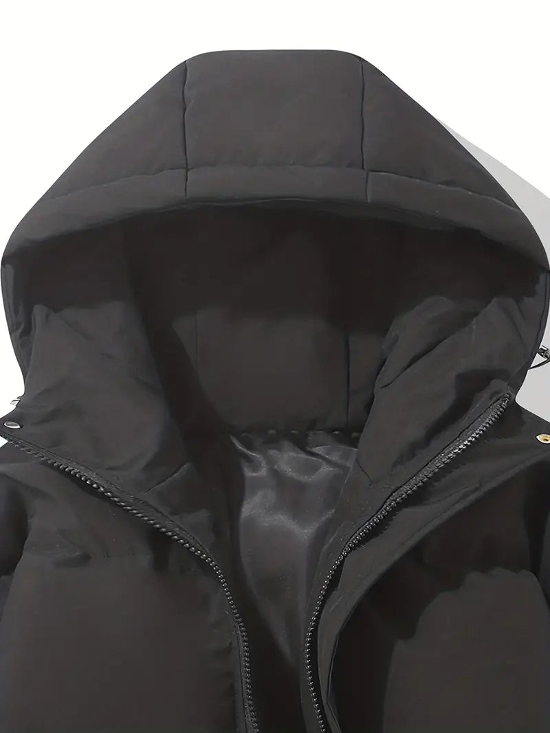 Women's Puffer Jacket with Hood – Short Quilted Winter Coat – alternate view