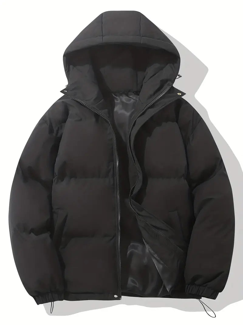 Women's Puffer Jacket with Hood – Short Quilted Winter Coat in Black