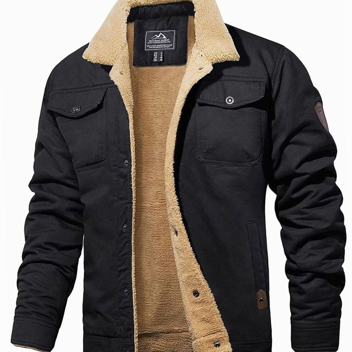 Liam – Men's Fall Jacket with Sherpa Lining in Black
