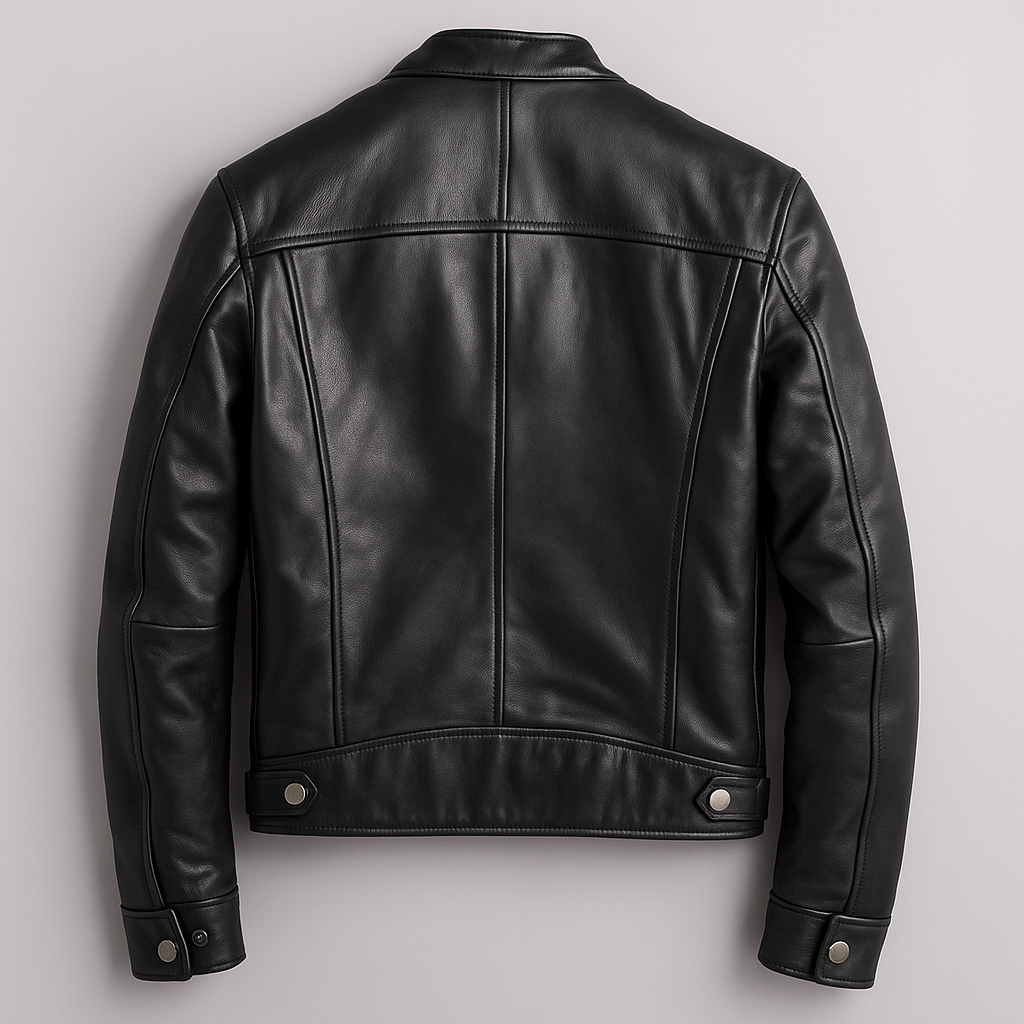 Men's Leather Jacket – Classic Biker Moto Jacket with Cotton Lining – alternate view