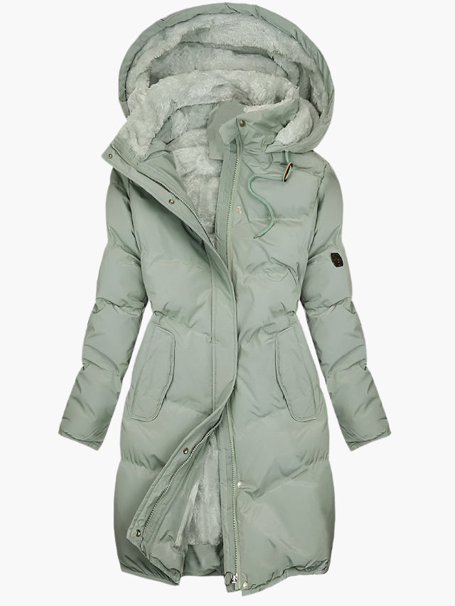 Women's Parka – Hooded Mid-Length Puffer Winter Coat in Green